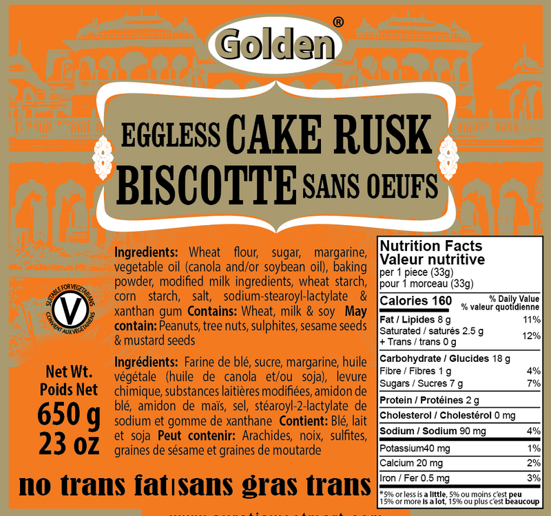 Golden Rusk Eggless Cake Rusk - 650g – Surati Snacks - Buy Indian Snacks & Sweets